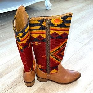 Steve Madden Graced Aztec Multi Southwest Print Cowboy Boots